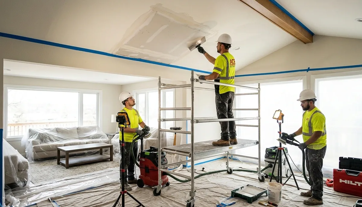 Ceiling water damage repair in Tyler, TX home with stained, sagging drywall and moisture inspection