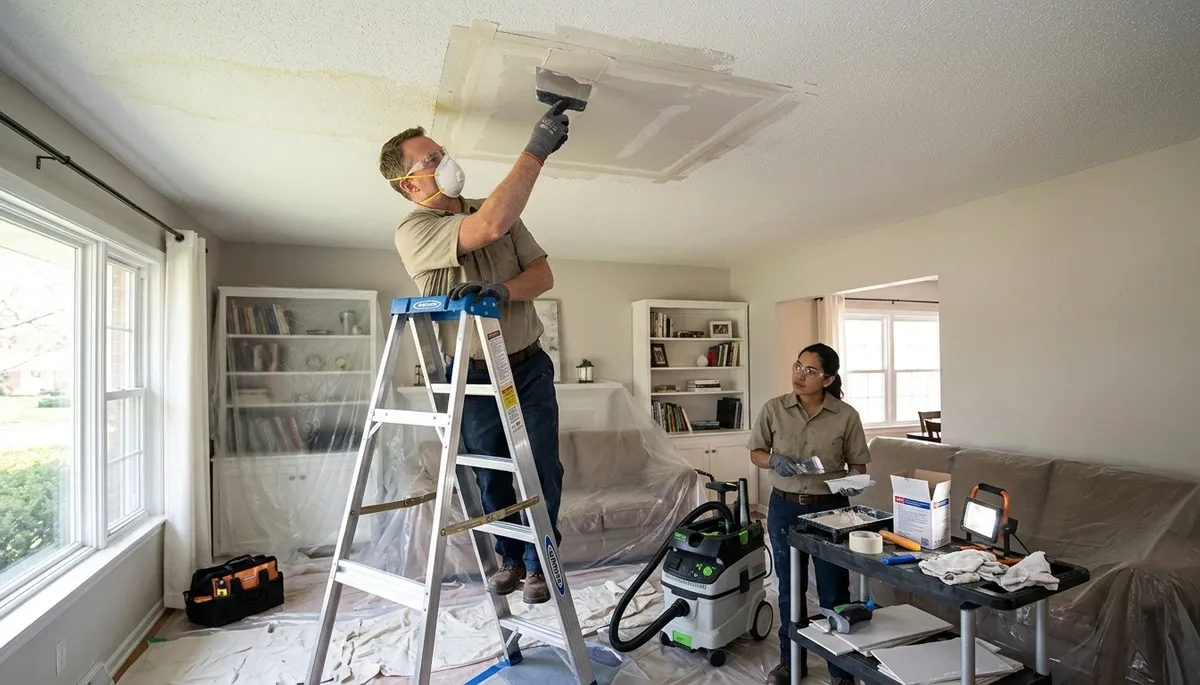 Ceiling water damage repair in Tyler, TX for homes with stains and sagging drywall