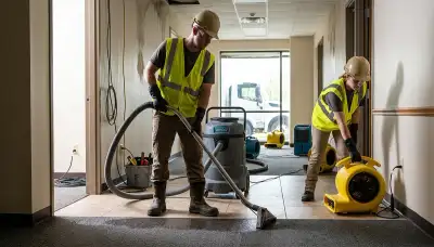 Tyler, TX water damage crew removing standing water from a home after flooding