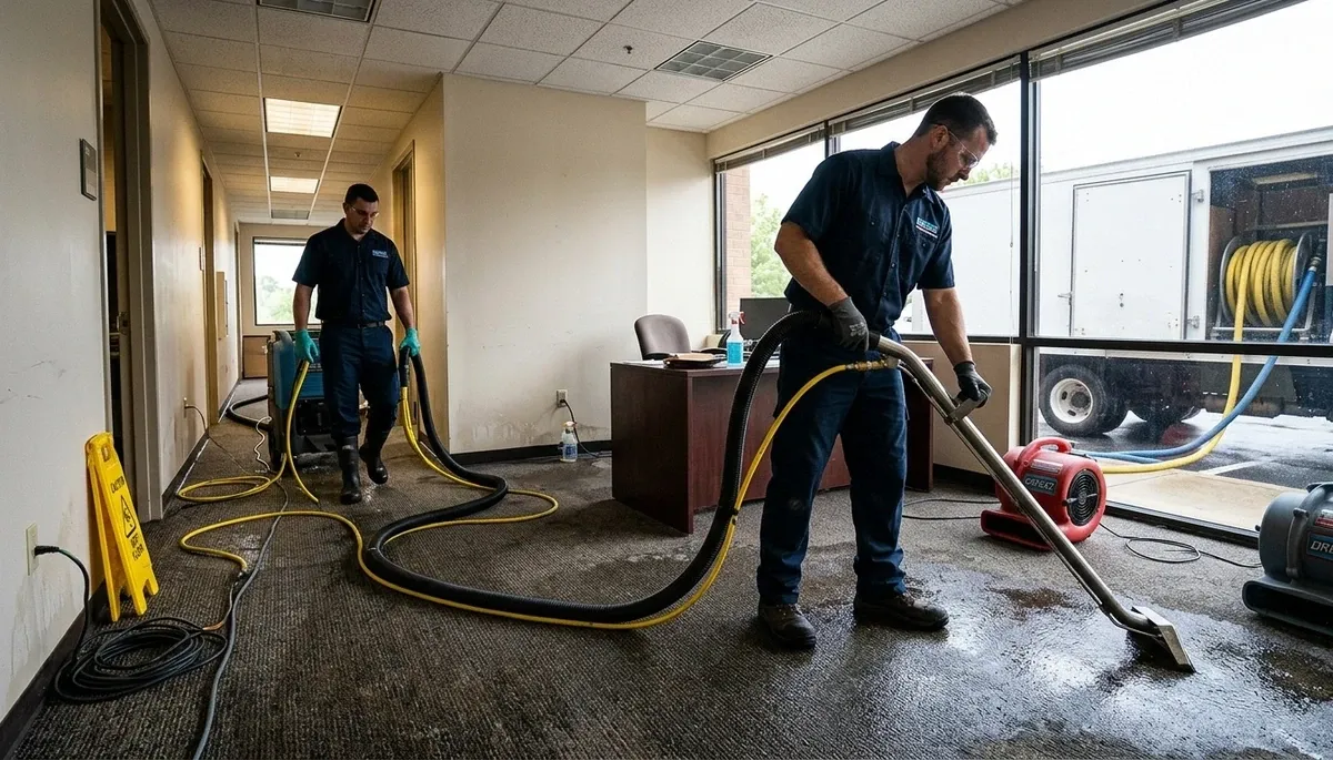 Emergency water removal crew serving Tyler, TX homes after burst pipes and flooding