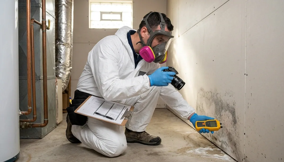 Mold inspection for Tyler, TX home by water damage specialist assessing moisture issues
