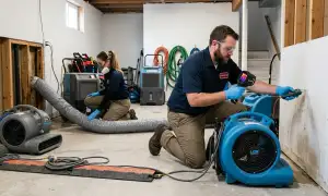 Structural drying equipment removing moisture from a Tyler, TX home after water damage