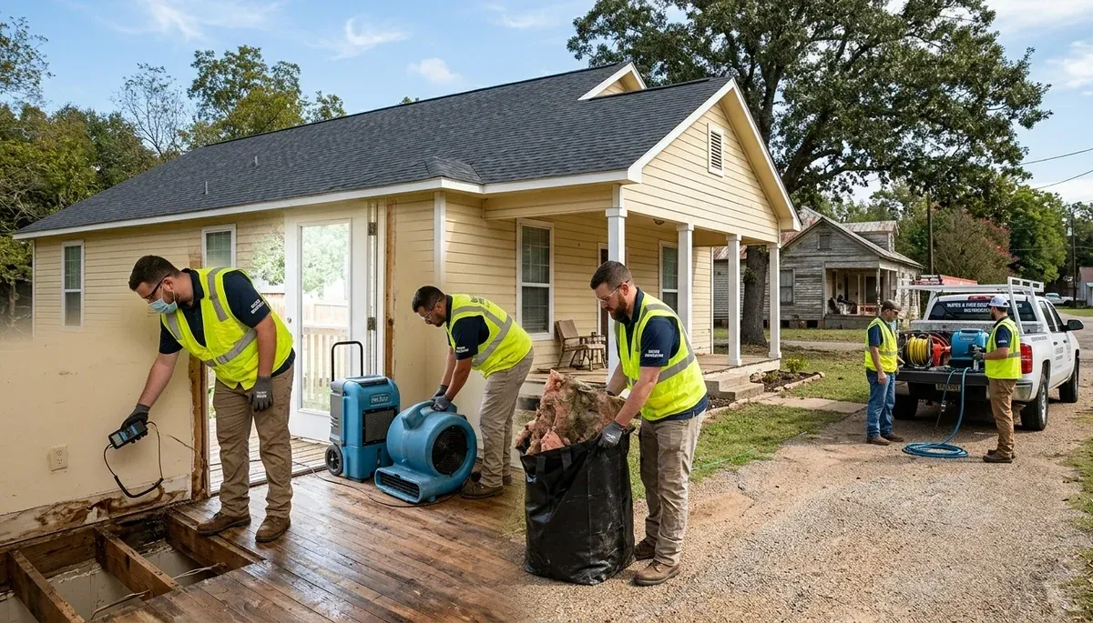 Water damage restoration team in Tyler, TX providing emergency cleanup and repair services