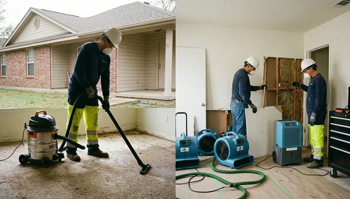 Water damage restoration team in Tyler, TX providing fast cleanup and drying services
