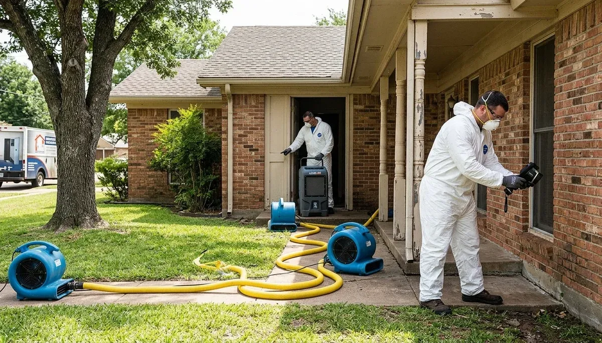 Water damage restoration team in Tyler, TX responding to a home or business emergency