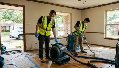 Tyler, TX water damage restoration team inspecting a flooded home for cleanup and repair