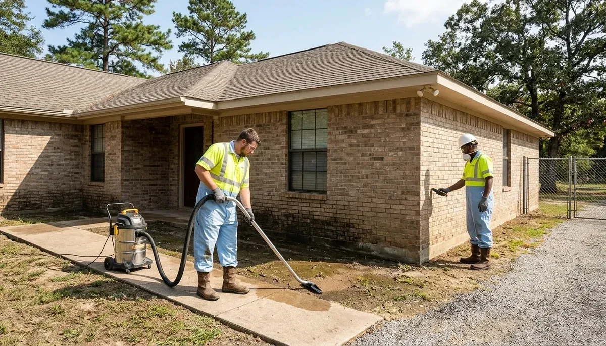 Water damage restoration team in Tyler, TX providing emergency cleanup and drying services