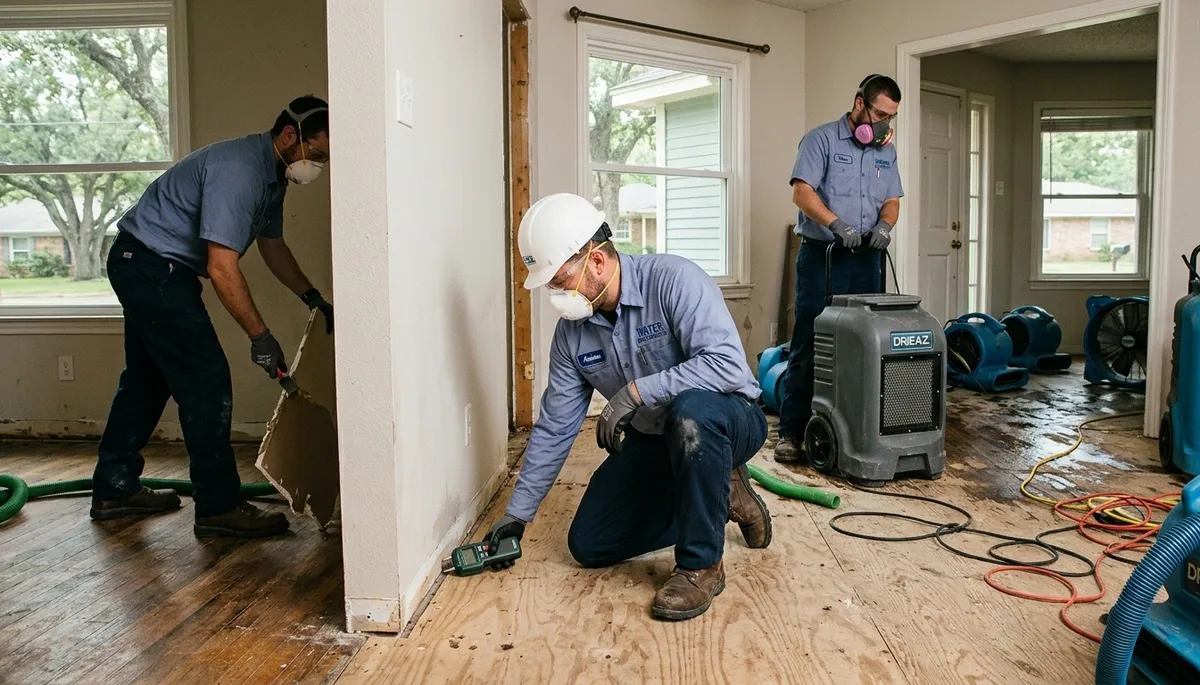 Water damage restoration team serving Tyler, TX for emergency water extraction and cleanup