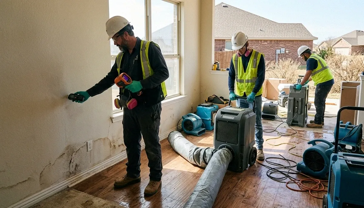 Water damage restoration team in Tyler, TX providing professional cleanup and drying services